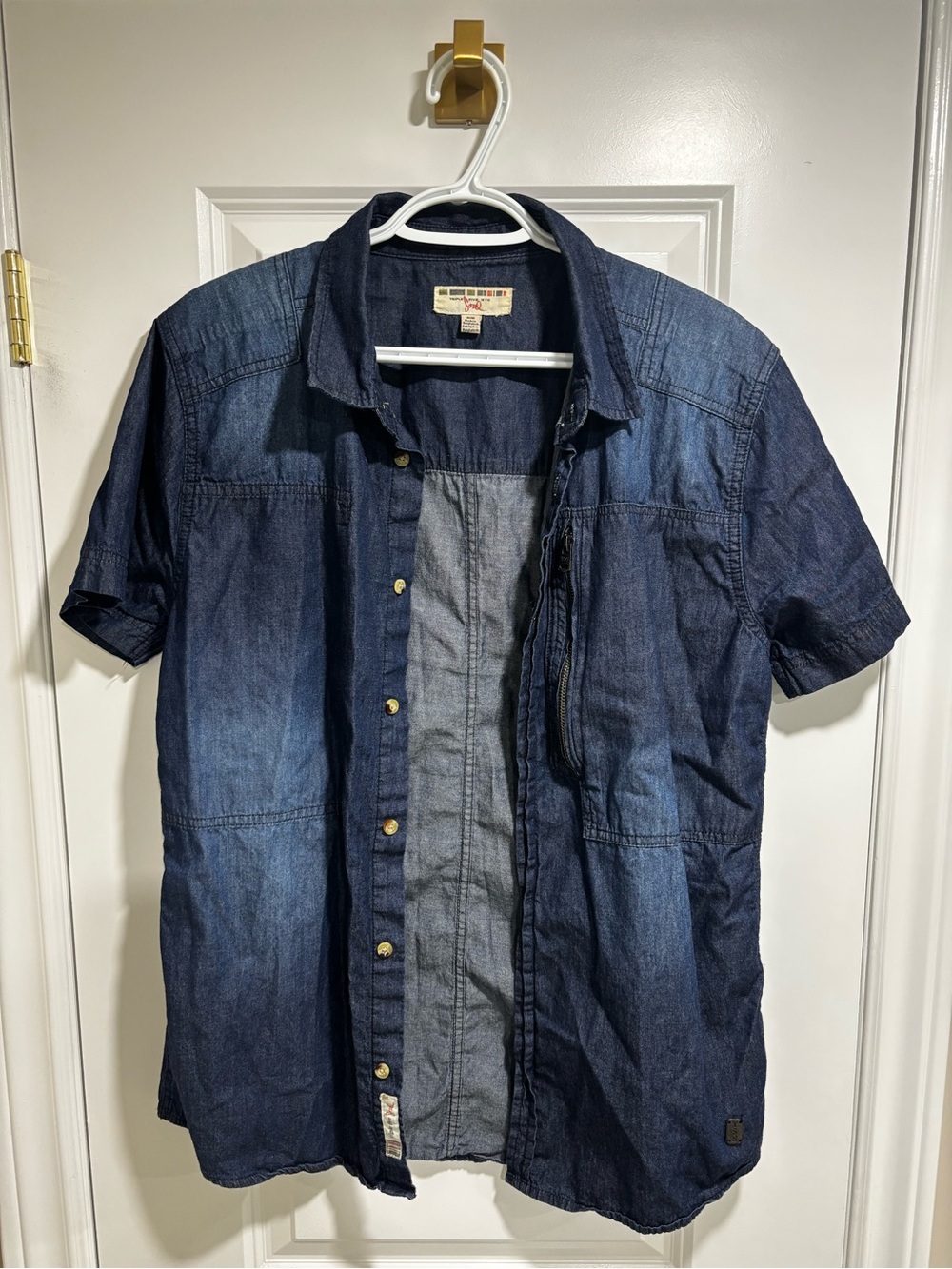 Navy Blue Denim Button-Up Shirt